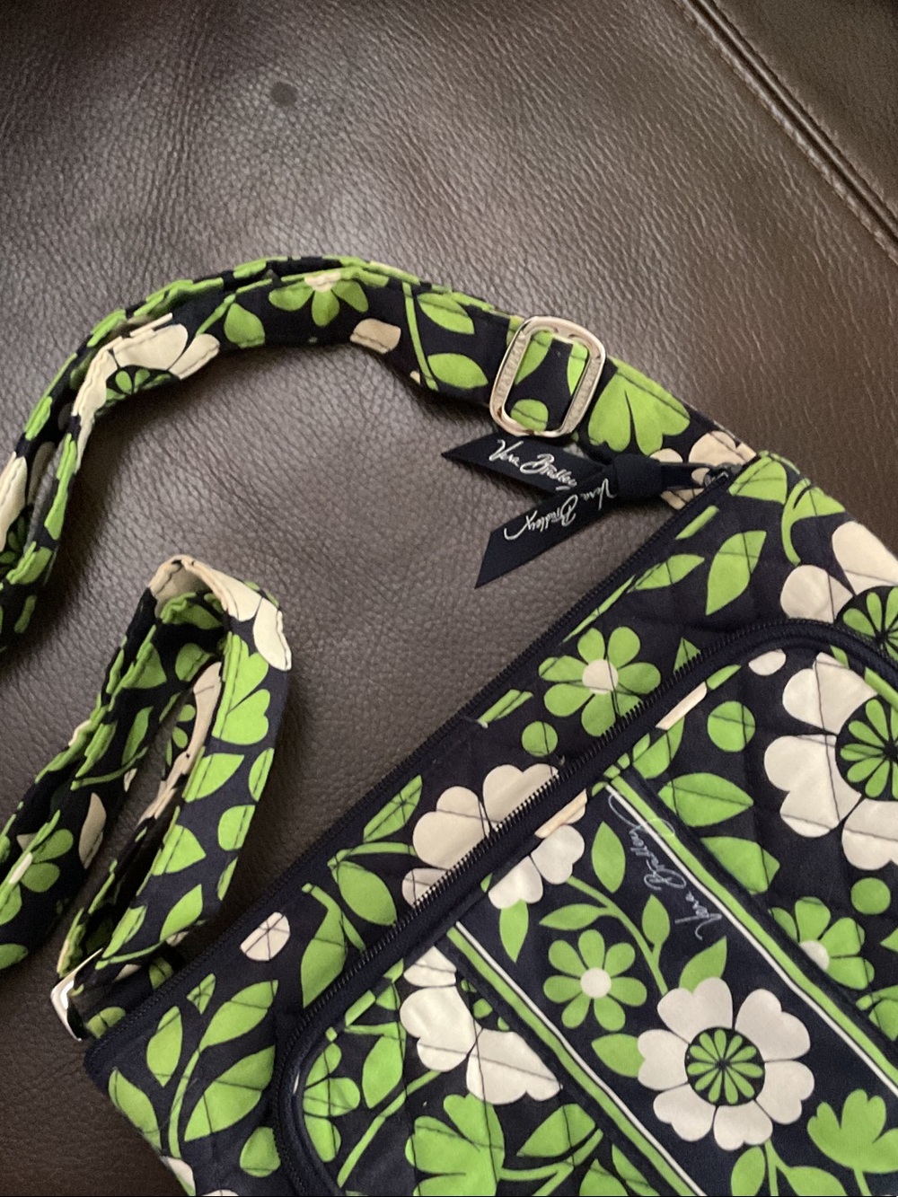 Vera Bradley Black, Green and White Floral Quilted Crossbody - Picture 3 of 4